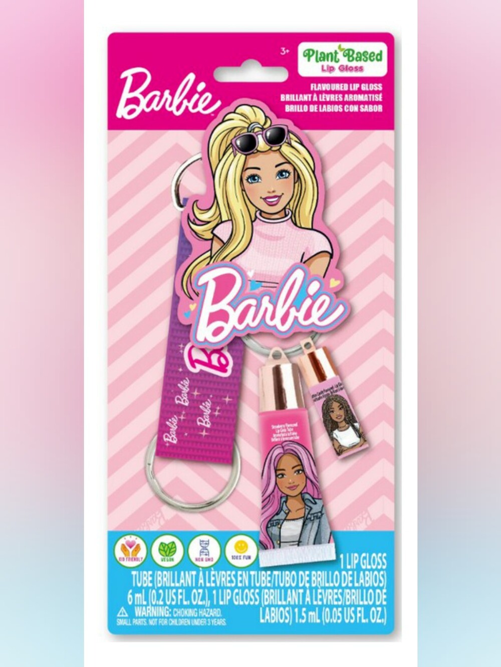 Barbie Plant Based Lip Gloss Keychain Set